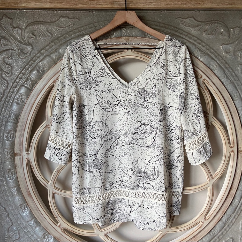 Pink Owl Leaf Print Blouse